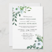 Garden Greenery Elegant Wedding Invitation Kaart (Voorkant)
