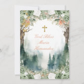 Garden Greenery Flowers Doopuitnodiging Kaart (Achterkant)