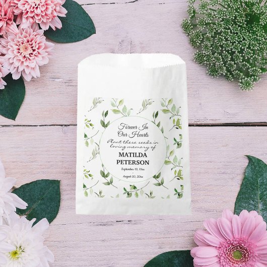 Garden Greenery verlaat Memorial Seed Packet Bedankzakje
