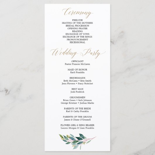 Garden Greens Gay Wedding Programme - Mr & Mr. (Dos)