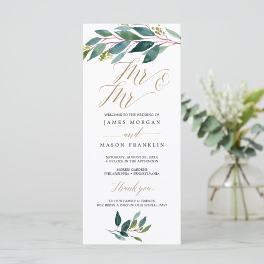 Garden Greens Gay Wedding Programme - Mr & Mr. (Debout devant)