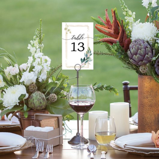 Garden Greens Gold Greenery Wedding Table Numbers Kaart