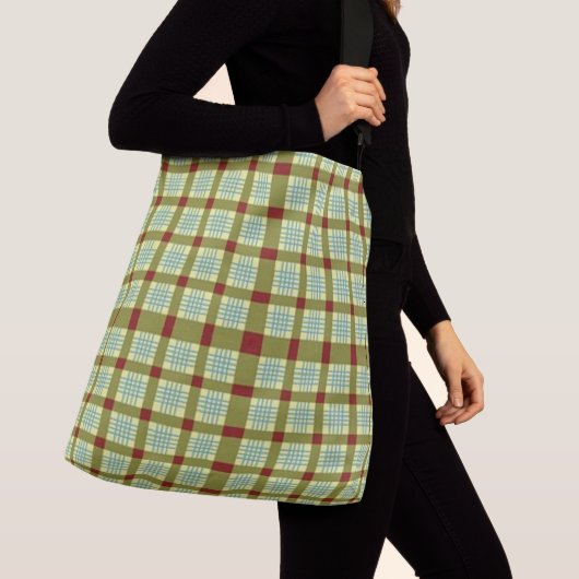 "GARDEN GREENS" Irish Plaid en controleert Canvas  Crossbody Tas (Dichtbij)
