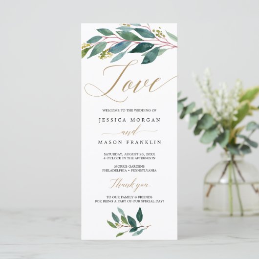 Garden Greens Programme de mariage - Amour (Debout devant)