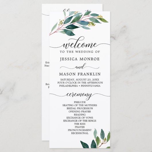 Garden Greens Programmes de mariage (Devant / Derrière)