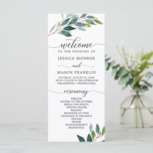 Garden Greens Programmes de mariage (Debout devant)