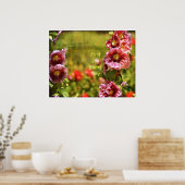 Garden Hollyhock Floral Joy Poster (Keuken)