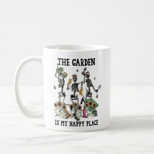 Garden is mijn gelukkige plek drie skeletten danse koffiemok