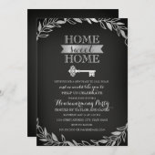 Garden Key Silver Chalkboard Housewarming Uitnodig Kaart (Voorkant / Achterkant)