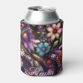 Garden Kitty Cat Floral Abstract Personalized Blikjeskoeler (Blikje Voorkant)