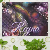 Garden Kitty Cat Floral Abstract Personalized Theedoek (Gevouwen)