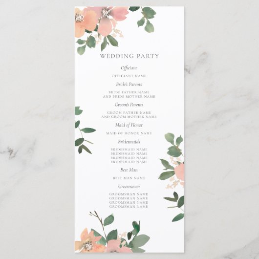 Garden Love Wedding Programme (Dos)