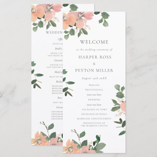 Garden Love Wedding Programme (Devant / Derrière)