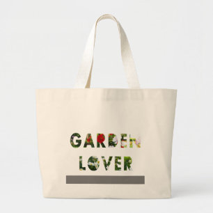 Garden Lover Floral Text Red White Groen Grote Tote Bag