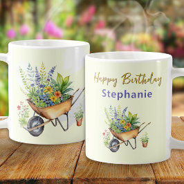 Garden Lover Wheelbarrow Waterverf Happy Birthday Koffiemok