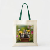 Garden Mischief: drie muizen in bloempotten Tote Bag (Voorkant)