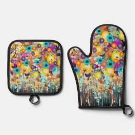 Garden of Dreams - Natuur Geïnspireerde Bloemenkun Ovenwant & Pannenlap Set