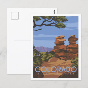 Garden of Gods Colorado Travel Place Illustratie Briefkaart