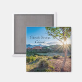 Garden Of Gods Tree Sunburst Square Magnet (Recto/Verso)