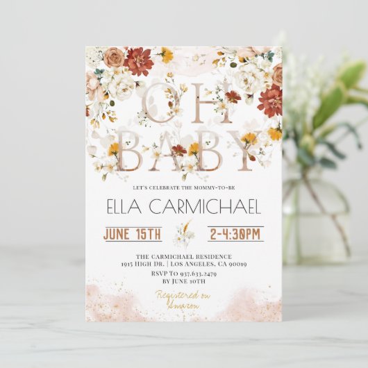 Garden Oh Baby shower Uitnodiging (Staand voorkant)