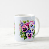 Garden Pansy Flower Coffee Mok 11 oz Waterverf (Voorkant rechts)