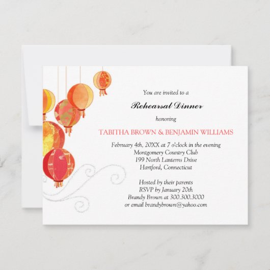 Garden Paper Lantern Weddenschap Rehearsal Dinner Kaart (Voorkant)