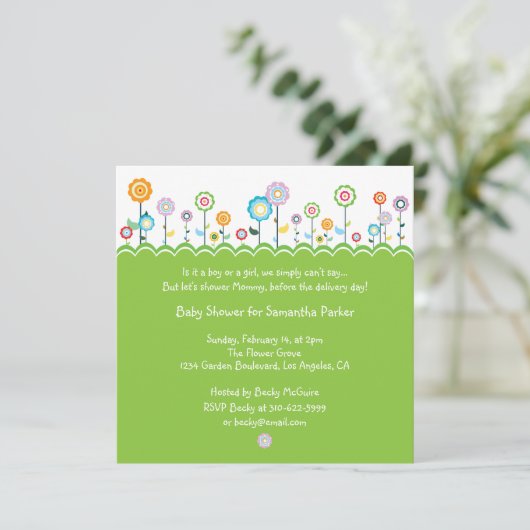 Garden Party Baby shower Invitation Kaart (Staand voorkant)
