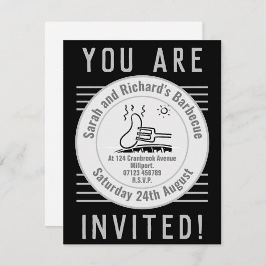Garden Party Barbecue Invitation Kaart (Voorkant / Achterkant)
