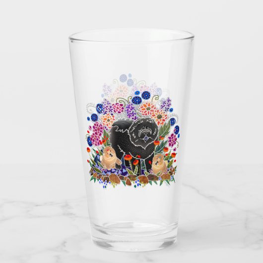 GARDEN PARTY Chow 16 oz design en verre avant et a (Dos)