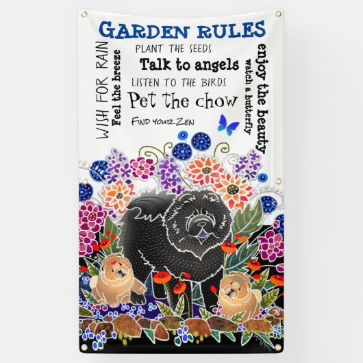 GARDEN PARTY chow jardin bannière 3'x5' (Vertical)