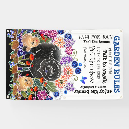 GARDEN PARTY chow jardin bannière 3'x5' (Horizontal)