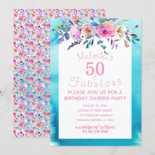 Garden Party Custom 50 and Fabulous 50th Birthday Kaart