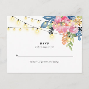 Garden Party, Flowers and Twinkle Lights Reply Briefkaart
