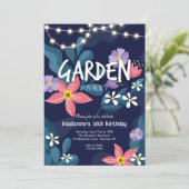Garden Party Night Invitation Kaart (Staand voorkant)
