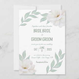 Garden Party Wedding Invite, Gardenias & Greenery Kaart