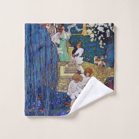 Garden Party with Dog & Cat, Jessie Willcox Smith Bad Handdoek (Wasdoekje)