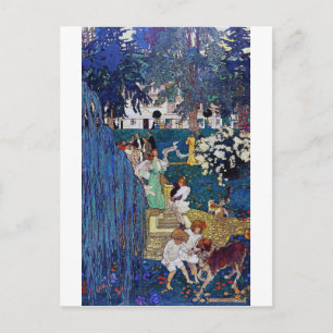 Garden Party with Dog & Cat, Jessie Willcox Smith Briefkaart