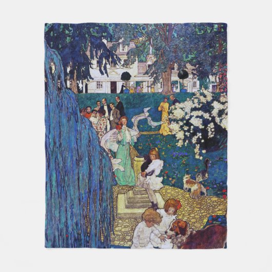 Garden Party with Dog & Cat, Jessie Willcox Smith Fleece Deken (Voorkant)