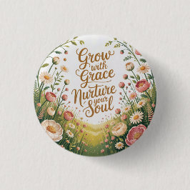 Garden Path Scene Groeien met Grace Quote Ronde Button 3,2 Cm