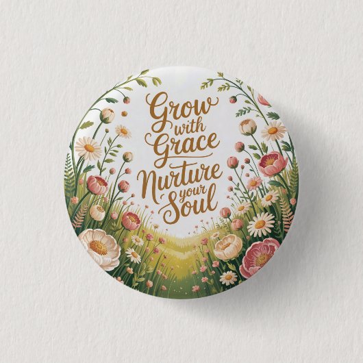 Garden Path Scene Groeien met Grace Quote Ronde Button 3,2 Cm (Voorkant)