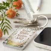 Garden Path Scene Groeien met Grace Quote Sleutelhanger (Voorkant Rechts)