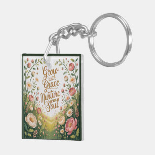 Garden Path Scene Groeien met Grace Quote Sleutelhanger