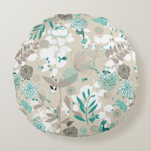 Garden Pattern Rond Kussen (Voorkant)