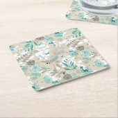 Garden Pattern Vierkante Kartonnen Onderzetter (Schuin)