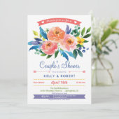 Garden Peonies Douche Uitnodiging van het paar (Staand voorkant)