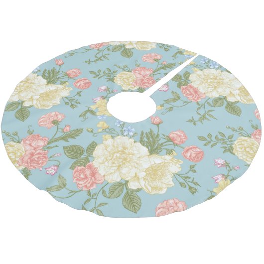 Garden Peony Floral Pattern Kerstboom Rok (Gekanteld)
