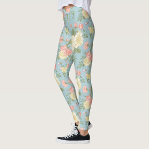 Garden Peony Floral Pattern Leggings