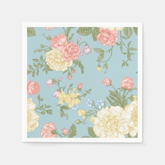 Garden Peony Floral Pattern Servet (Voorkant)