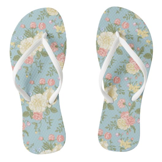 Garden Peony Floral Pattern Teenslippers (Voetbed)