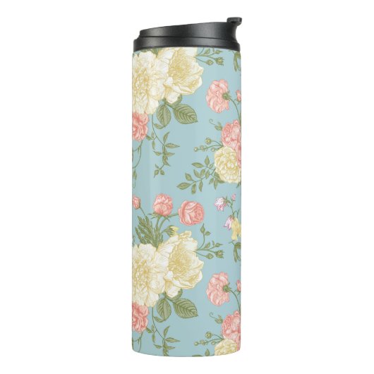 Garden Peony Floral Pattern Thermosbeker (Gedraaid links)